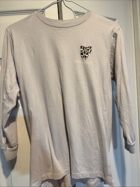Simply Southern Light Gray Long Sleeve Tee with Cute Cow Print